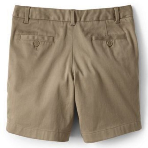 NWT LANDS' END GIRL'S STRETCH CHINO BERMUDA SHORTS KHAKI 12 - Picture 2 of 5